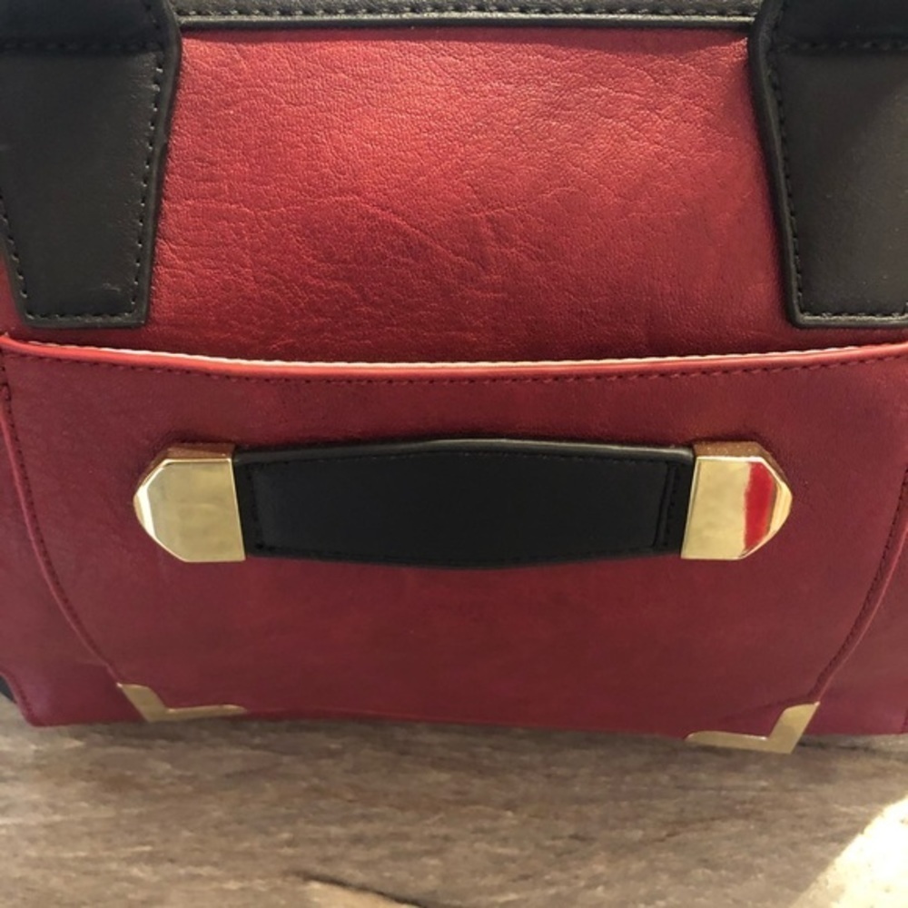 Danielle Nicole Burgundy And Black Leather Bag - image 3